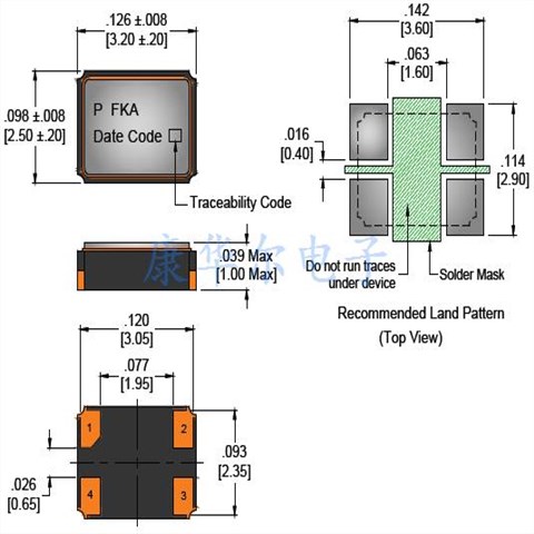 进口威尔威晶振,TV03系列3225mm晶振,TV0324000XWND3RX压控温补晶体振荡器