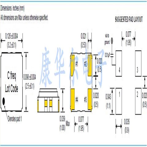 CRYSTEK温补晶振,CVT25小体积3225mm晶振,CVT25-26.000晶体振荡器