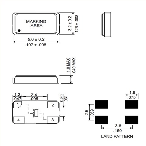 H130B系列,H130B-25.000-20-TR,卢柏GPS定位晶振,5032mm,25MHZ