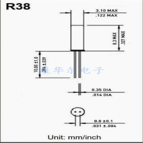 R38-32.768-12.5-5PPM,进口拉隆晶振,无源晶振,32.768k