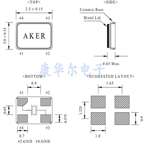 C2E-48.000-10-1020-X-R,AKER晶体,贴片晶振,计时产品晶振