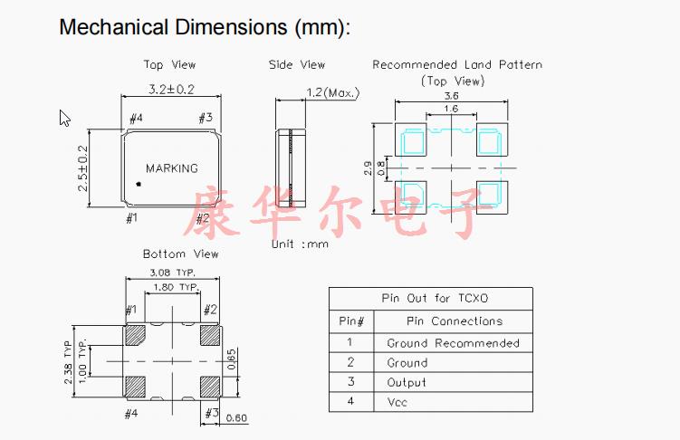 TCXO温补晶振,TX0311A晶振,3225振荡器,SMD晶振,10MHz,TST嘉硕晶振